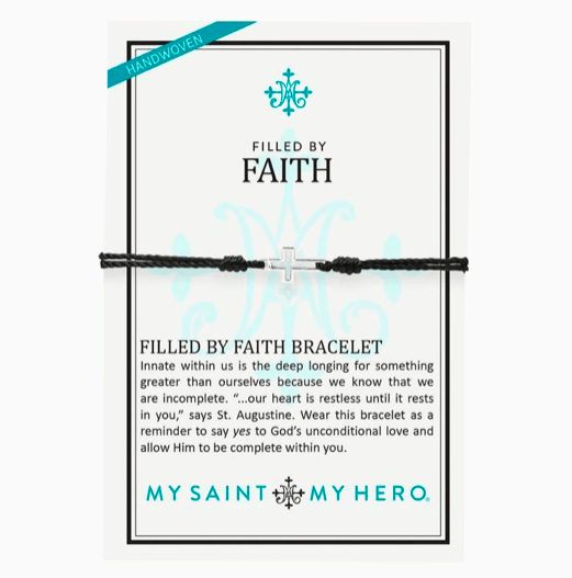 Filled by Faith Black/Silver Bracelet My Saint My Hero