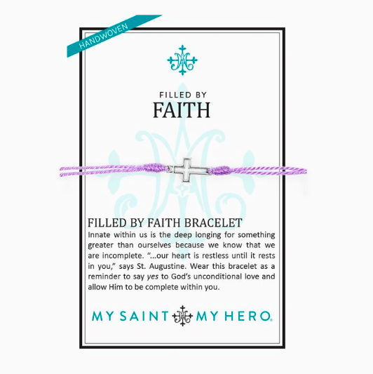 Filled by Faith Lavender/Silver Bracelet My Saint My Hero
