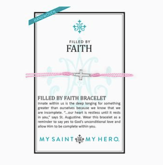 Filled by Faith Pink/Silver Bracelet My Saint My Hero