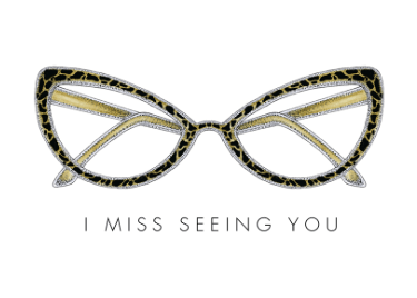 I Miss Seeing you Giraffe Print Glasses Card cards Johnathan Michael's Boutique