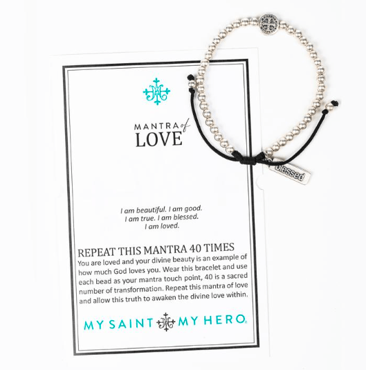 Mantra of Love Silver Bracelet My Saint My Hero
