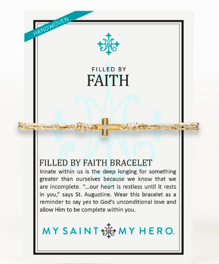 Filled by Faith Gold Bracelet My Saint My Hero