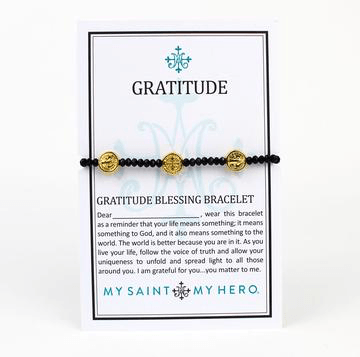 Gratitude Black/Gold Crystal Bracelet My Saint My Hero