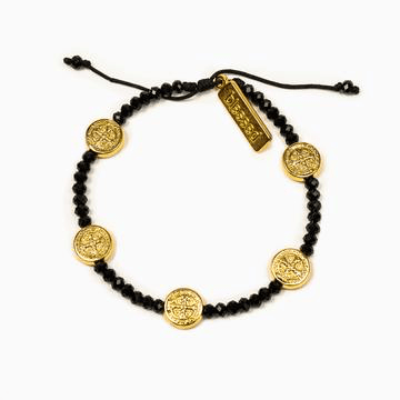 Gratitude Black/Gold Crystal Bracelet My Saint My Hero