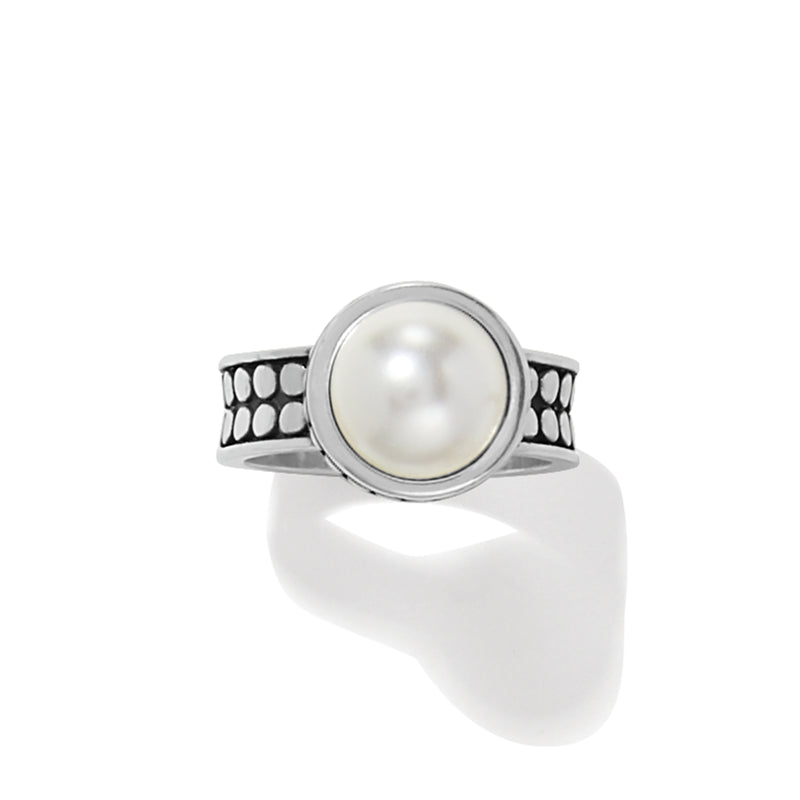 Pebble Dot Pearl Wide Band Ring - J63093