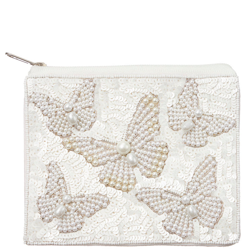SEED BEAD BUTTERFLY SEQUIN COIN POUCH BAG