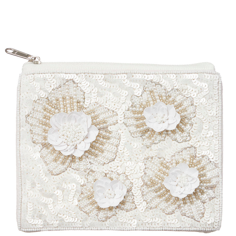 SEED BEAD BASIC FLOWER SEQUIN COIN POUCH BAG