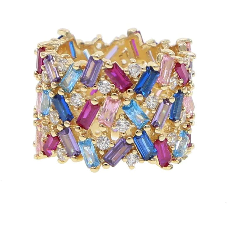Stacie Rainbow Baguette Ring - Sahira Jewelry Design