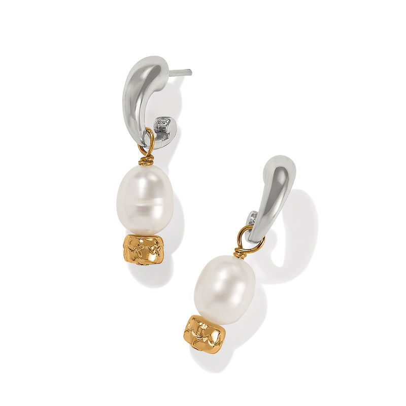 Meridian Petite Pearl Two Tone Post Hoop Earrings - JA9911