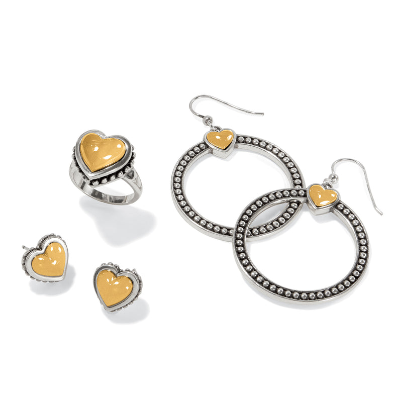 Pretty Tough Bold Heart Two Tone French Wire Earrings - JA9921