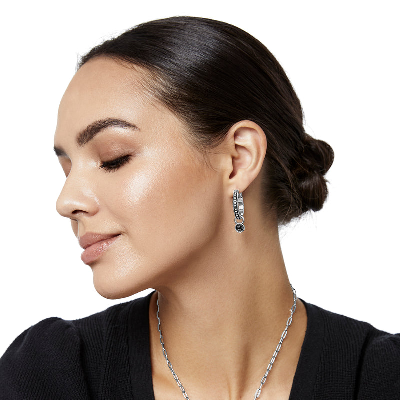 Pebble Dot Onyx Reversible Hoop Earrings - JA9279