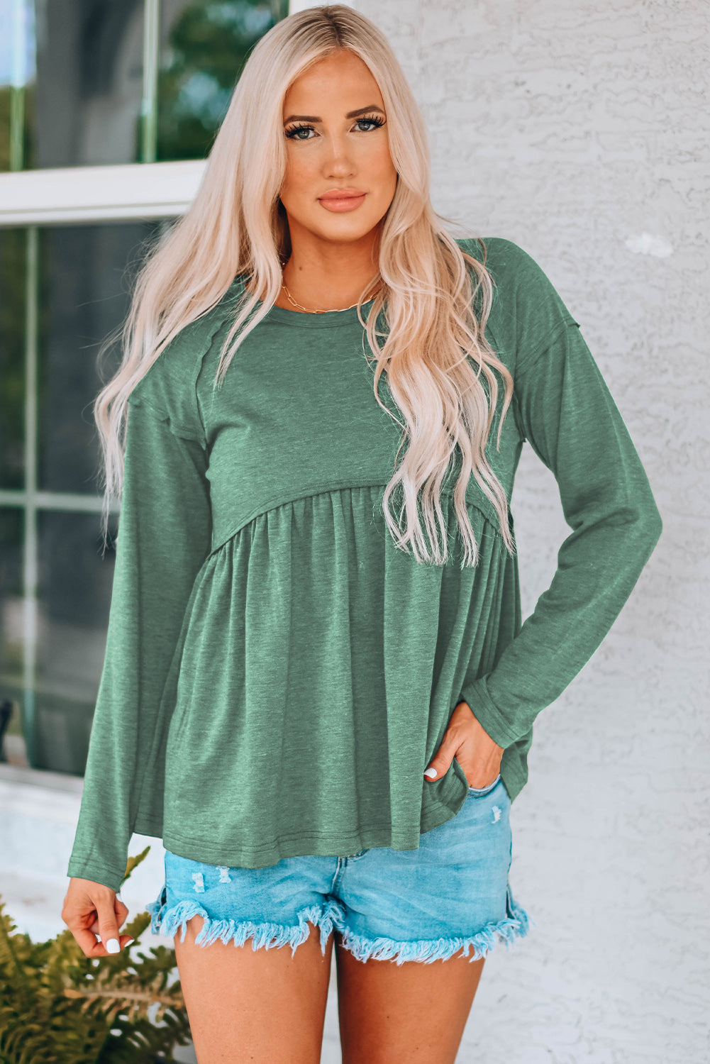 Round Neck Raglan Sleeve Babydoll Top-Online Exclusive – Johnathan  Michael's Boutique