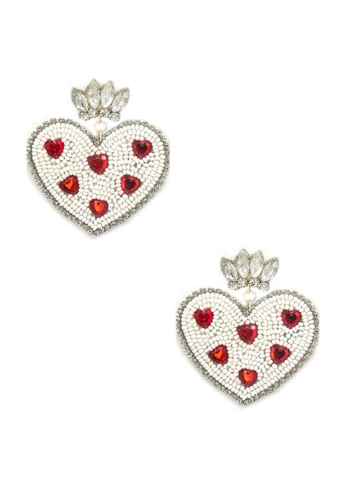 Seed Bead Queen Of Hearts Earring