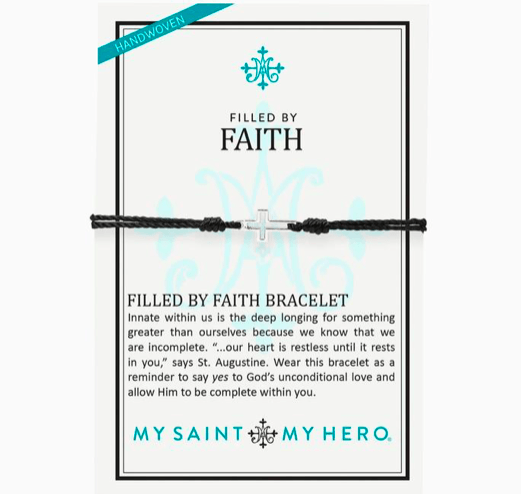 Filled by Faith Black/Silver Bracelet My Saint My Hero 