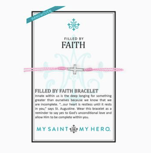 Filled by Faith Pink/Silver Bracelet My Saint My Hero 