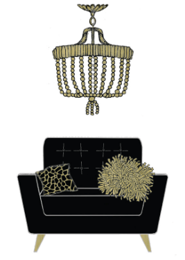 Chic Chair & Chandelier Card cards Johnathan Michael's Boutique 