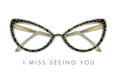 I Miss Seeing you Giraffe Print Glasses Card cards Johnathan Michael's Boutique 