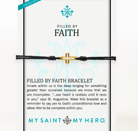 Filled by Faith Black/Gold Bracelet My Saint My Hero 
