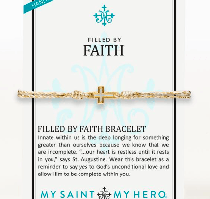 Filled by Faith Gold Bracelet My Saint My Hero 