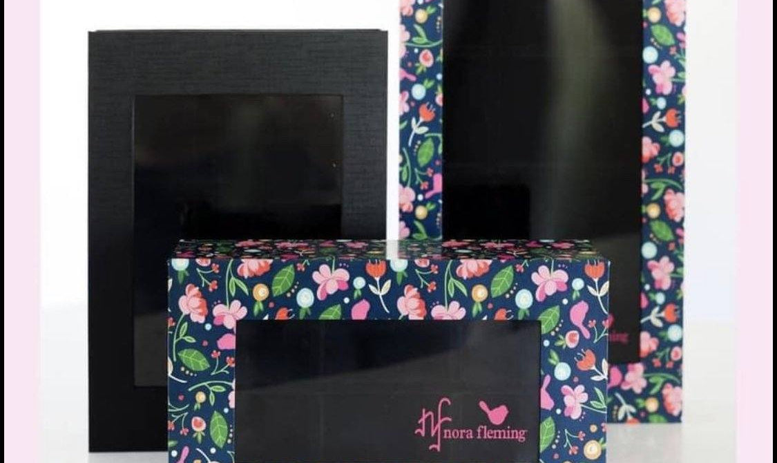 Nora Fleming Storage Boxes Johnathan Michael's Boutique NEW M4 Black Linen Holds 9 minis 