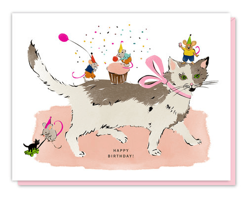Cat and Mouse Birthday Card driscoll design 