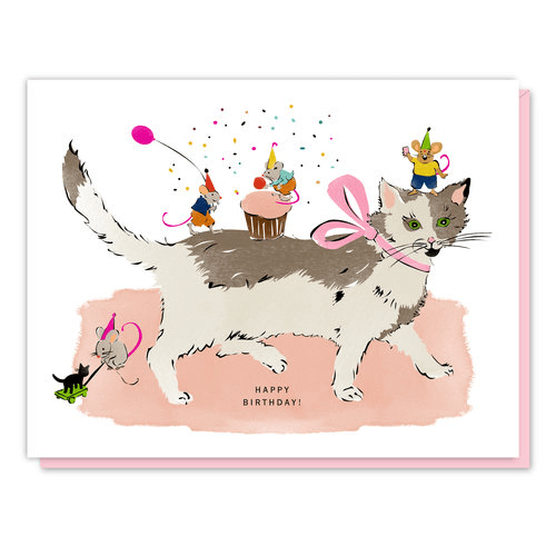 Cat and Mouse Birthday Card driscoll design 
