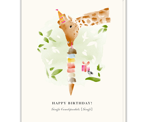 Giraffe with Ice Cream Cone Card driscole design 