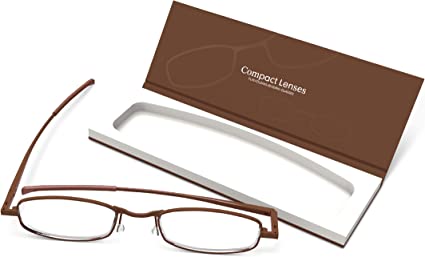Compact Lenses Flat- Folding Reading Glasses-Espresso
