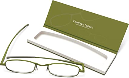 Compact Lenses Flat- Folding Reading Glasses-Olive